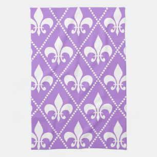 Lavender Fleur de Lis Kitchen Towel