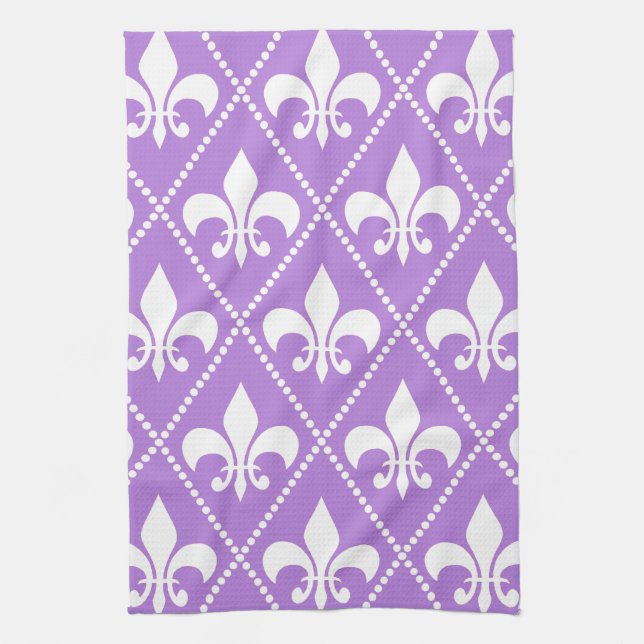 Lavender Fleur de Lis Kitchen Towel (Vertical)