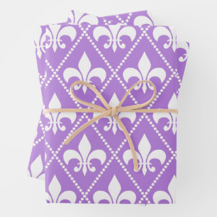Lavender Fleur de Lis Wrapping Paper Sheets