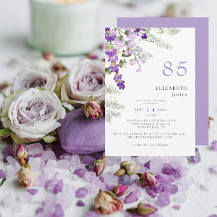 Lavender Floral 85TH Birthday Party Invitation
