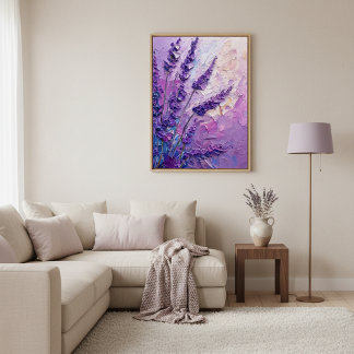 Lavender Floral Abstract Oil Painting Wall Art