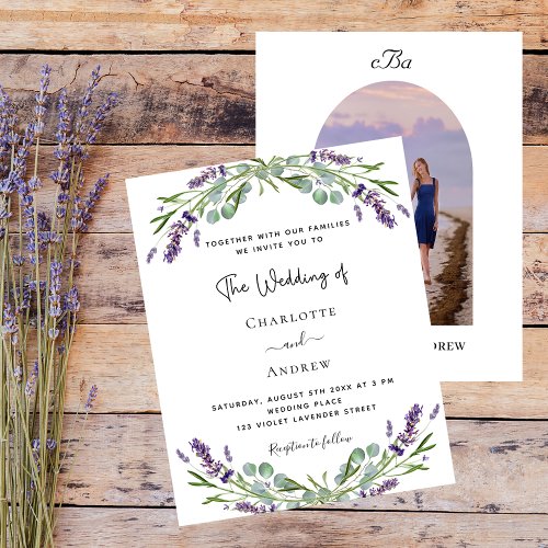 Lavender floral arch photo monogram budget wedding