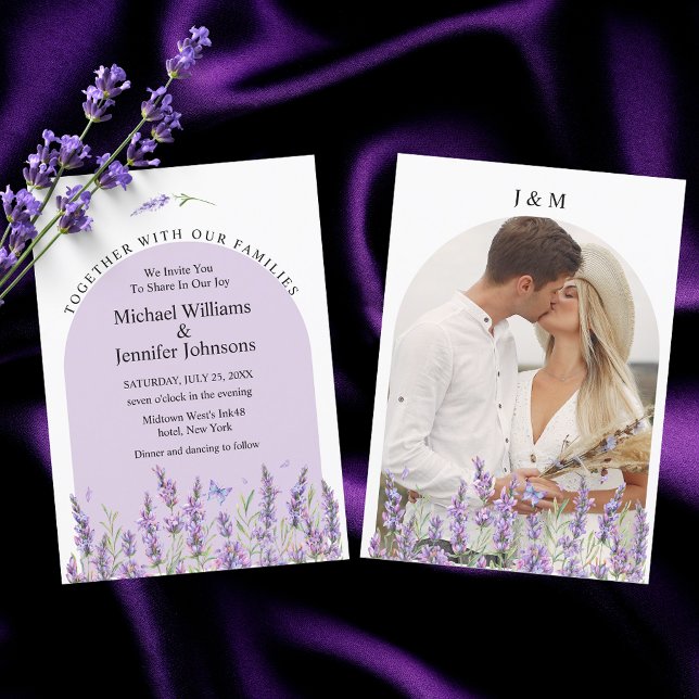 Lavender Floral Arch Photo Wedding Invitation (Creator Uploaded)