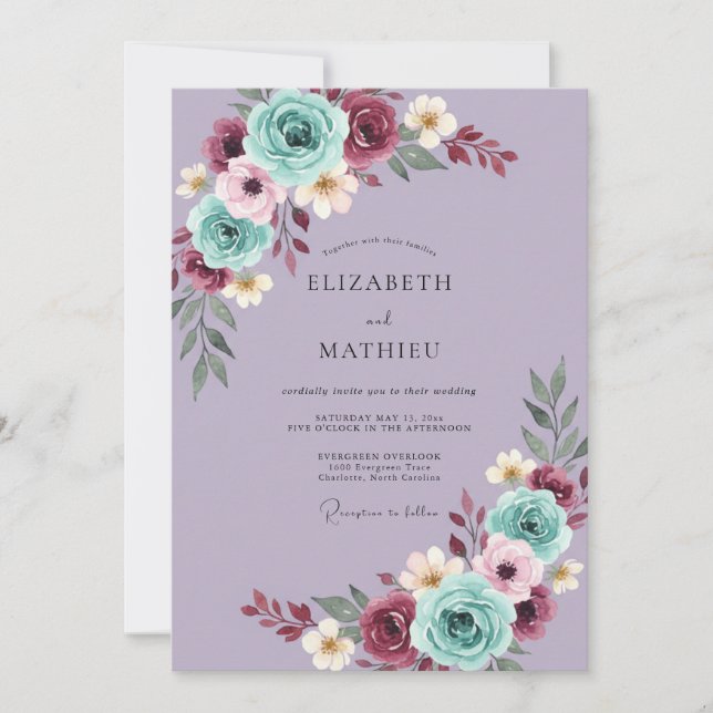 Lavender Floral Arch Wedding Invitation (Front)