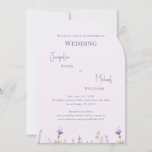 Lavender Floral Arched Wedding Invitation