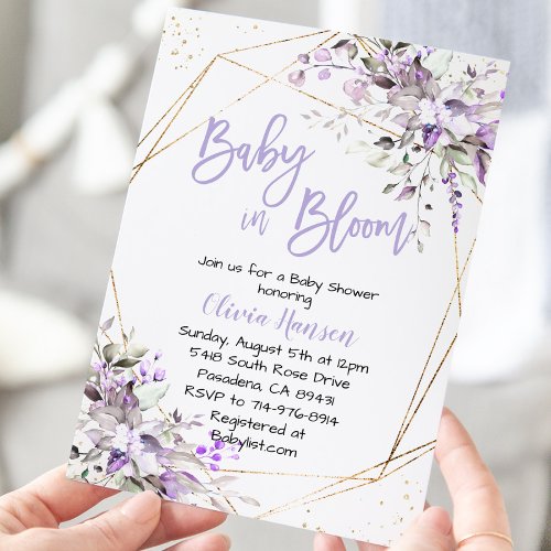 Lavender Floral Baby In Bloom Baby Shower Invitation