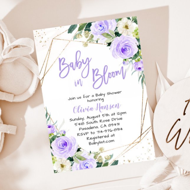 Lavender Floral Baby in Bloom Baby Shower Invitation (Creator Uploaded)
