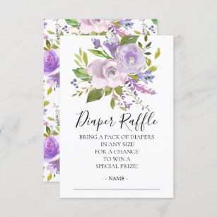 Lavender Floral Baby Shower Diaper Raffle Ticket Invitation