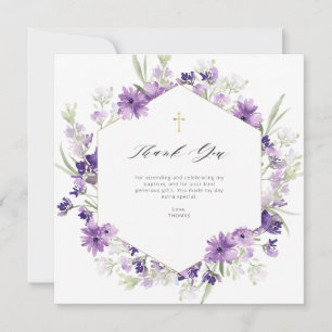 lavender floral baptism thank you card