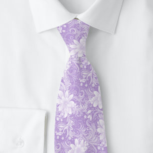 Lavender Floral Batik Neck Tie