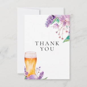 Lavender Floral Beer Bridal Shower Thank You Card