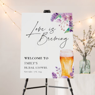 Lavender Floral Beer Bridal Shower Welcome Sign