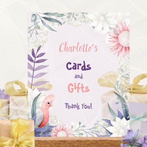 Lavender Floral Bird Baby Shower Cards &amp; Gifts Acrylic Sign