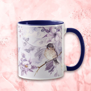 Lavender Floral Bird Nature Mug