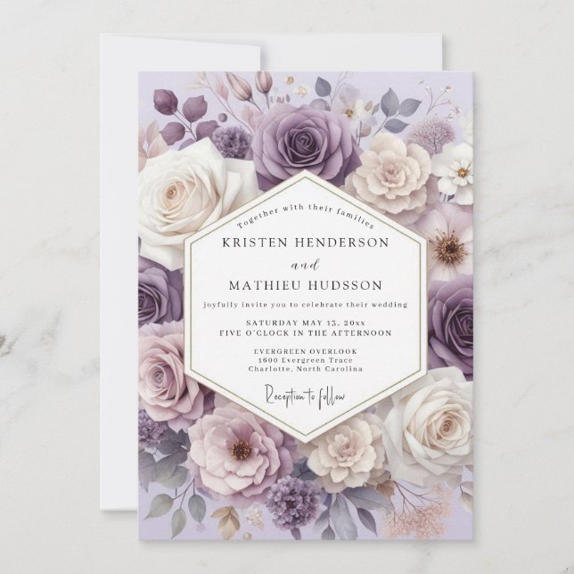 Lavender Floral Blossom Wedding Invitation (Front)