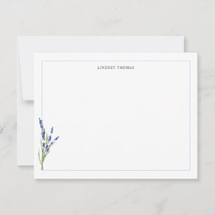 Lavender Floral Border Personalized Stationery Note Card