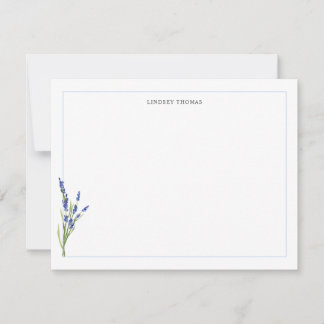 Lavender Floral Border Personalized Stationery Note Card