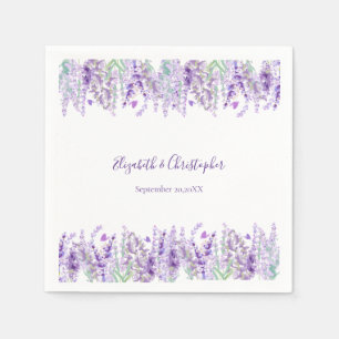 Lavender Floral Botanical Greenery Wedding Napkins