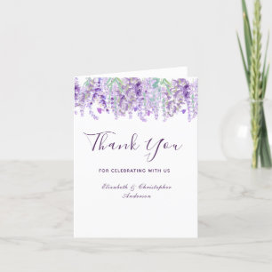 Lavender Floral Botanical Watercolor Wedding Letterpress Thank You Card