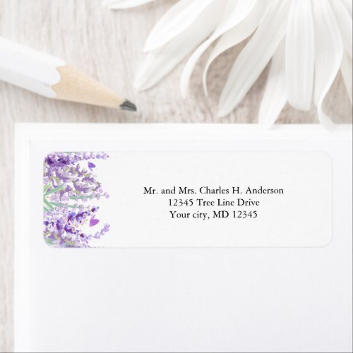 Lavender Floral Botanical Wedding return address Label