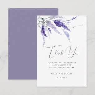 Lavender Floral Botanical Wildflowers Boho Wedding Thank You Card