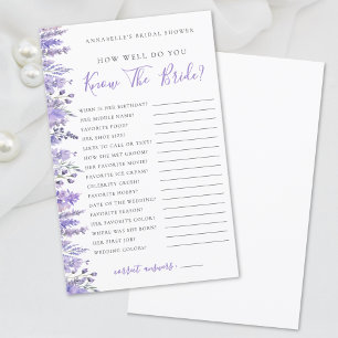 Lavender Floral Bridal Shower Game