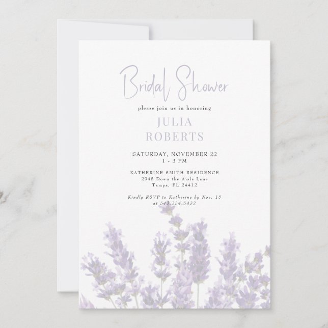 Lavender Floral Bridal Shower Invitation II (Front)