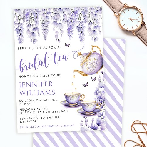 Lavender floral bridal shower tea party Invitation