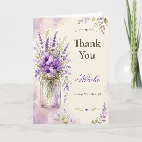 Lavender Floral Bridal Shower Thank You Card