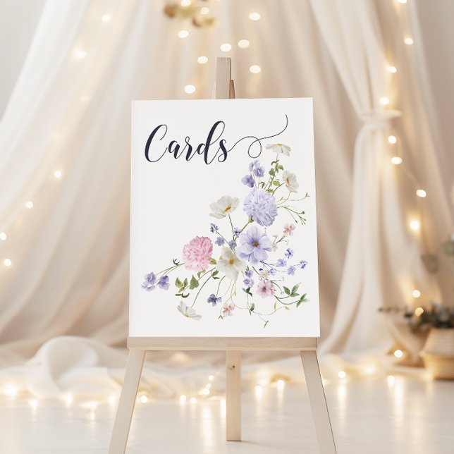 Lavender Floral Bridal Shower Wedding Cards Sign (Creator Uploaded)