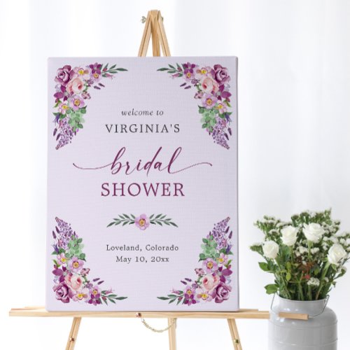 Lavender Floral Bridal Welcome Sign