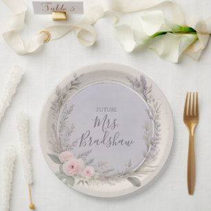 Lavender Floral Bridal Wreath Paper Plates