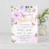 Lavender Floral Butterfly Baby Shower Invitation | Zazzle