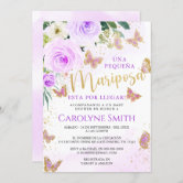 Lavender Baby Shower Invitation, Floral Garden Baby Birthday Invite Ga