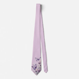 Lavender Floral & Butterfly Neck Tie