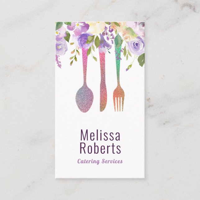 lavender floral catering service business card (Front)