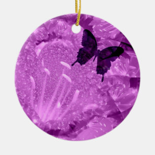 Lavender Floral Ceramic Keepsake Ornament