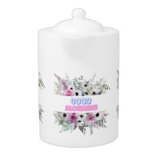 Lavender Floral Ceramic Tea Pot