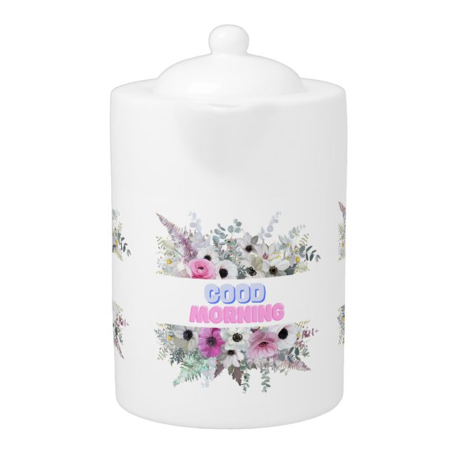 Lavender Floral Ceramic Tea Pot (Front)