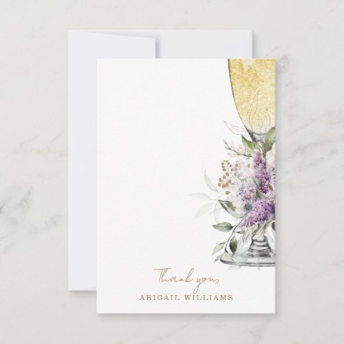 Lavender Floral Champagne Shower Message Thank You