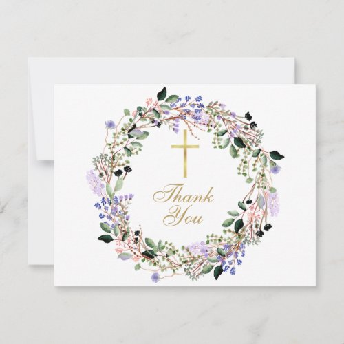 Lavender Floral Christian Funeral Thank You Card