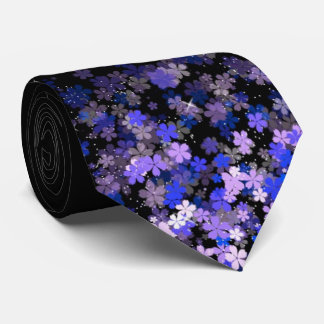Lavender Floral Cluster Men's Black Tie