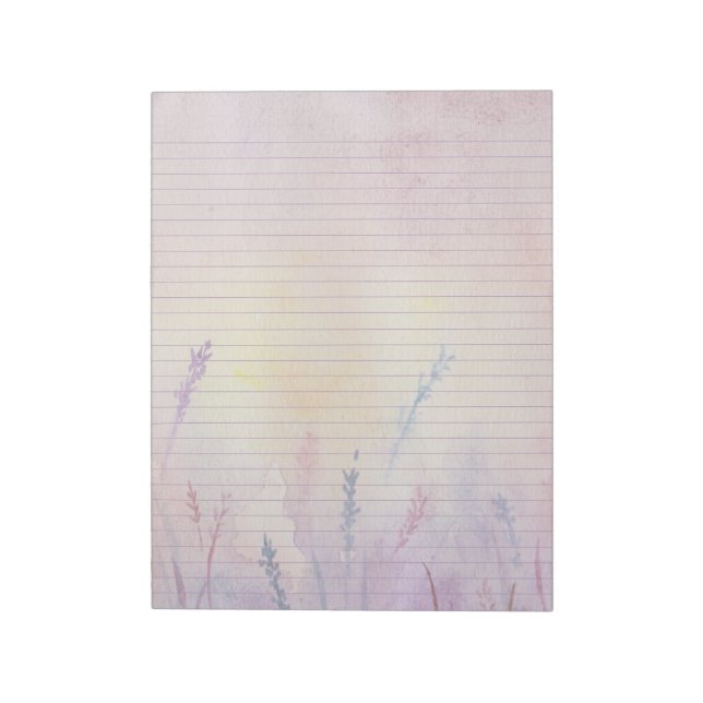 Lavender Floral College Ruled Lined Notepad (Rotated)