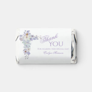 Lavender Floral Cross Baptism Candy Favor Label