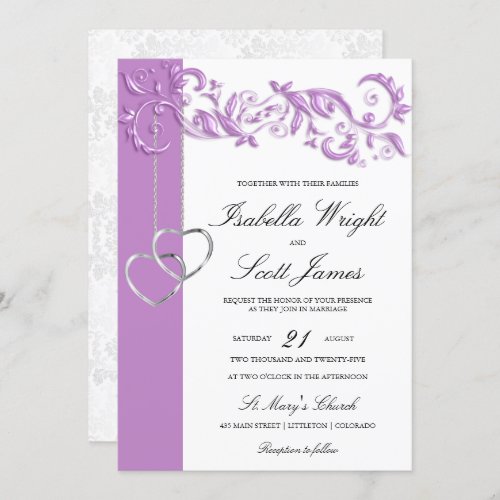 Lavender Floral Design Wedding Invitation