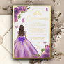 Lavender Floral Dress Butterfly Quinceanera Gold Foil Invitation