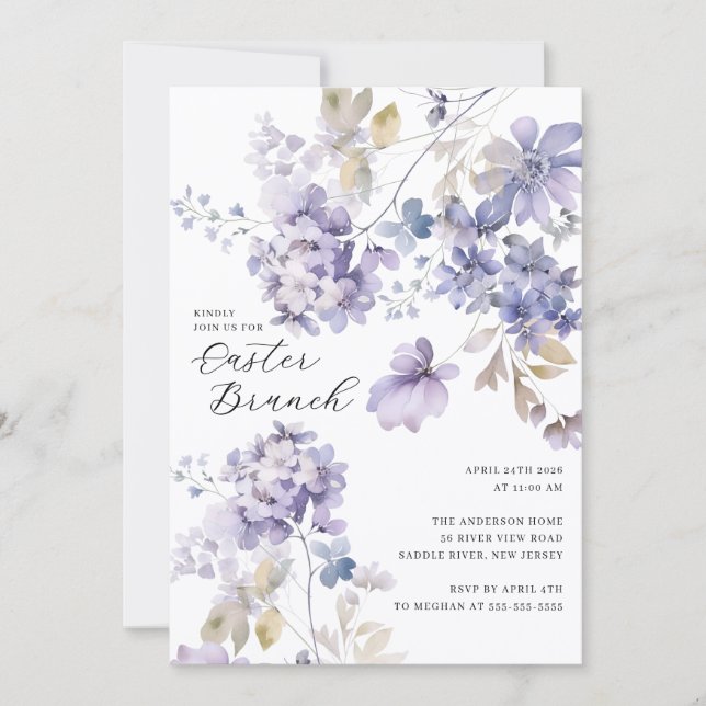 Lavender Floral Easter Brunch Invitation (Front)