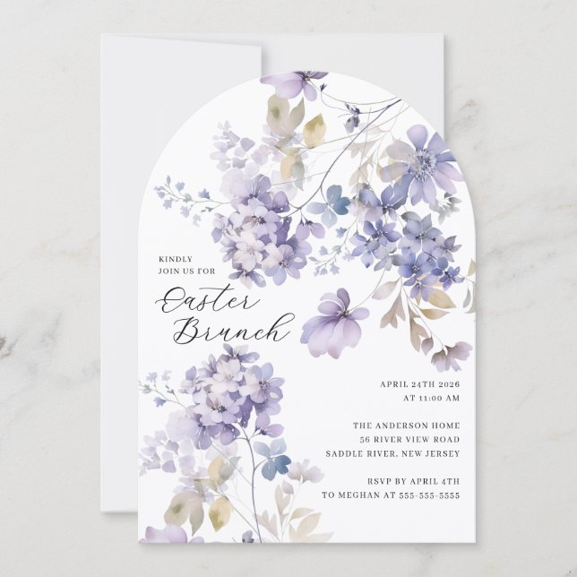 Lavender Floral Easter Brunch Invitation (Front)