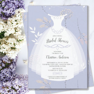 Lavender Floral Elegance Bride Gown Bridal Shower Invitation