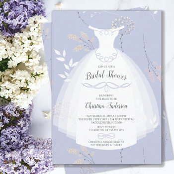Lavender Floral Elegance Bride Gown Bridal Shower Invitation by invitationstop at Zazzle